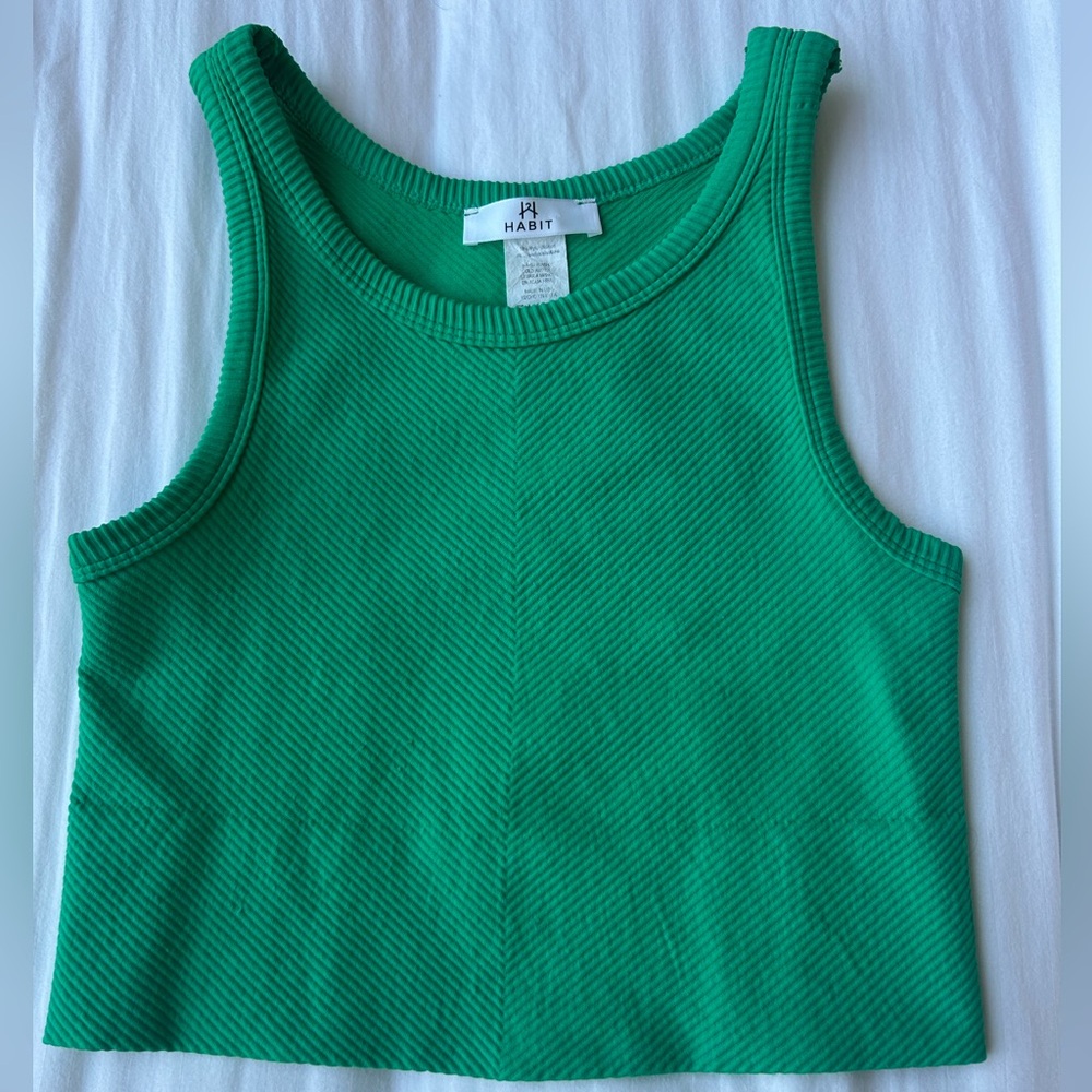 Green Ribbed Tank Top by Habit
